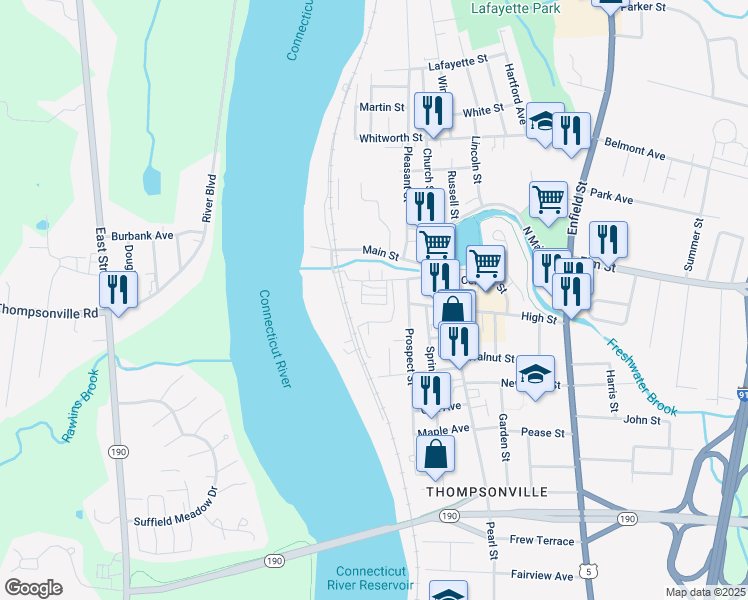 map of restaurants, bars, coffee shops, grocery stores, and more near 46 Cottage Green in Enfield
