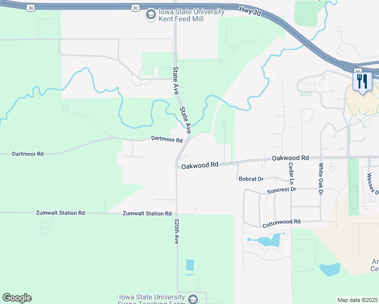 map of restaurants, bars, coffee shops, grocery stores, and more near 2708 State Avenue in Ames