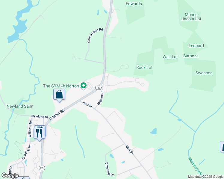 map of restaurants, bars, coffee shops, grocery stores, and more near 1 Norton Glen Road in Norton