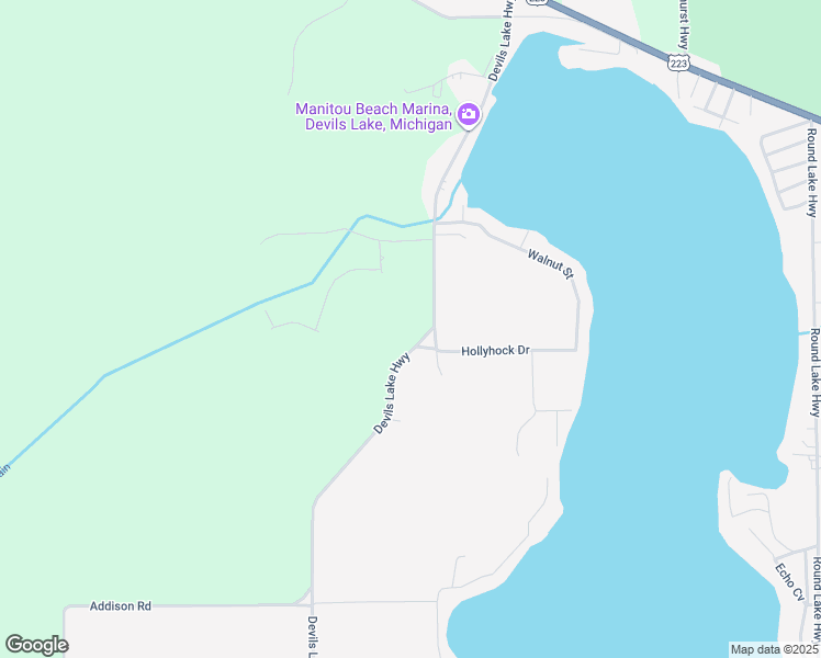 map of restaurants, bars, coffee shops, grocery stores, and more near 7000 Devils Lake Highway in Lenawee County
