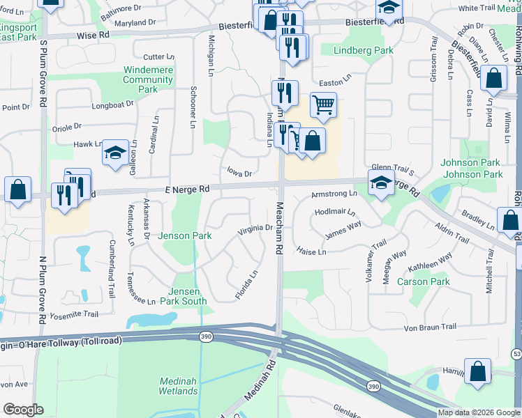 map of restaurants, bars, coffee shops, grocery stores, and more near 940 Richmond Court in Elk Grove Village
