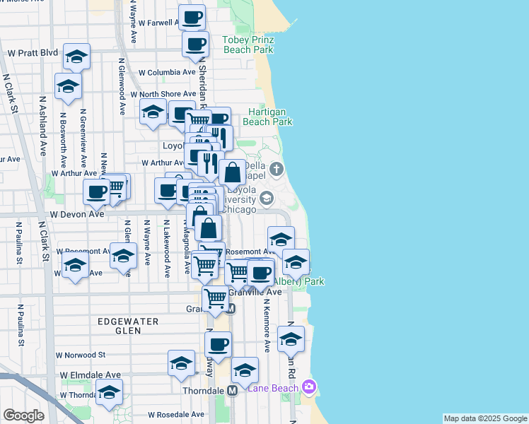 map of restaurants, bars, coffee shops, grocery stores, and more near in Chicago