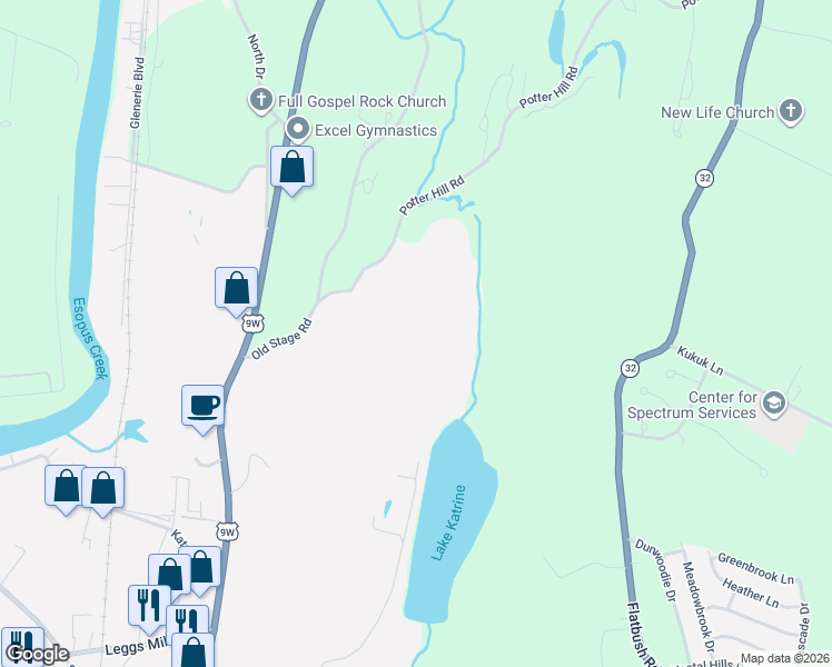 map of restaurants, bars, coffee shops, grocery stores, and more near 10 Potter Hill Road in Saugerties