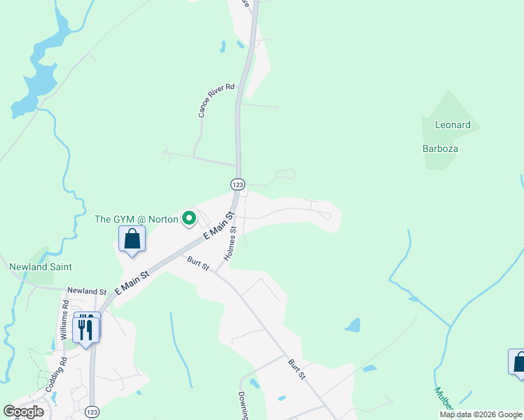 map of restaurants, bars, coffee shops, grocery stores, and more near 4 Norton Glen Road in Norton