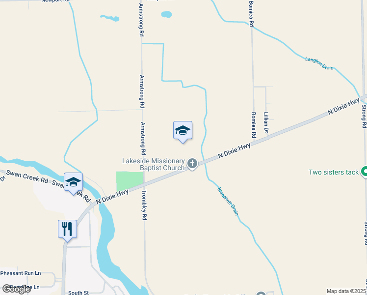 map of restaurants, bars, coffee shops, grocery stores, and more near 8281 North Dixie Highway in Charter Township of Berlin