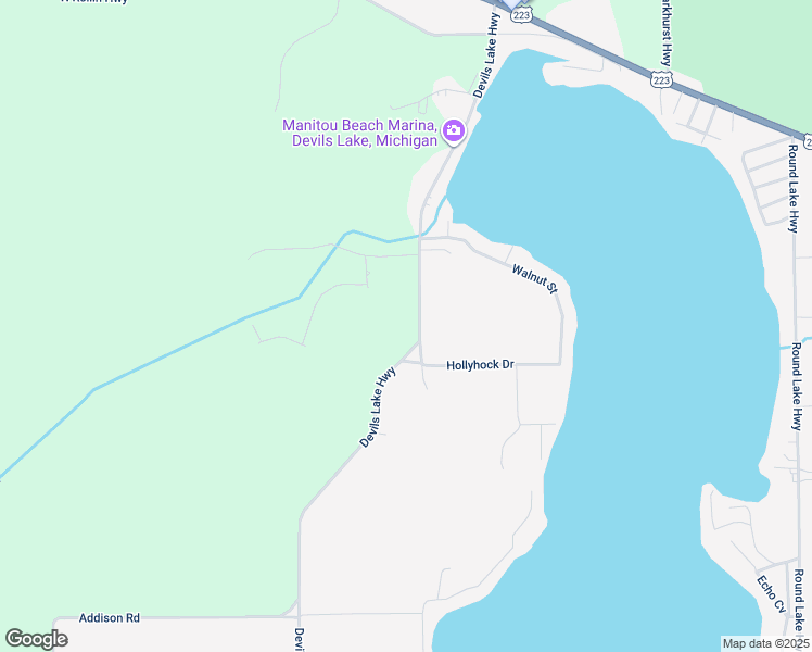 map of restaurants, bars, coffee shops, grocery stores, and more near 7000 Devils Lake Highway in Lenawee County