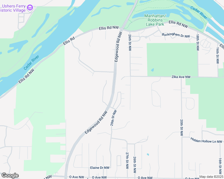 map of restaurants, bars, coffee shops, grocery stores, and more near 2040 Edgewood Rd NW in Cedar Rapids