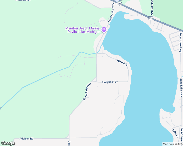 map of restaurants, bars, coffee shops, grocery stores, and more near 7000 Devils Lake Highway in Manitou Beach-Devils Lake