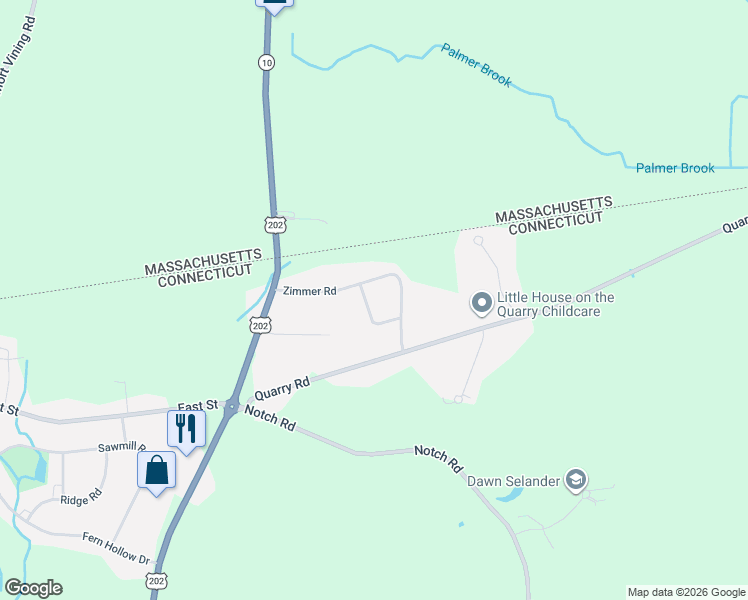 map of restaurants, bars, coffee shops, grocery stores, and more near 8 Birch Road in Granby