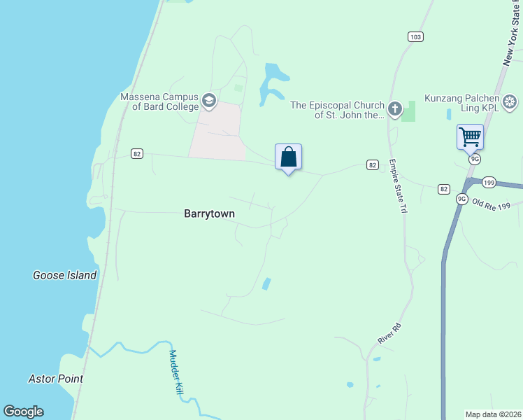 map of restaurants, bars, coffee shops, grocery stores, and more near 1 Wildey Road in Barrytown