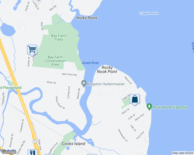 map of restaurants, bars, coffee shops, grocery stores, and more near 2 Grandview Avenue in Kingston