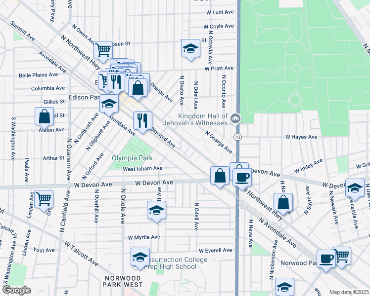 map of restaurants, bars, coffee shops, grocery stores, and more near in Chicago