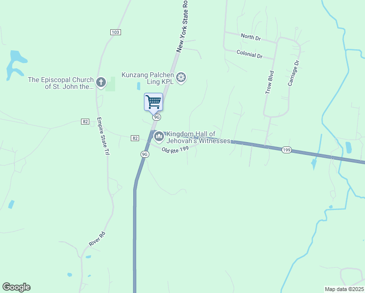 map of restaurants, bars, coffee shops, grocery stores, and more near 19 Pinewood Lane in Red Hook