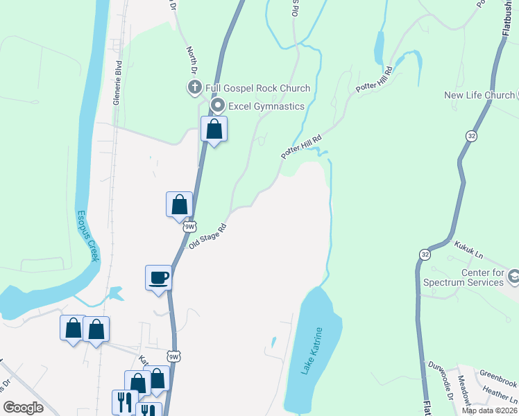 map of restaurants, bars, coffee shops, grocery stores, and more near 10 Potter Hill Road in Saugerties
