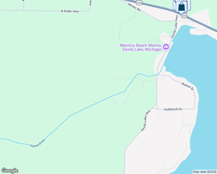 map of restaurants, bars, coffee shops, grocery stores, and more near in Manitou Beach-Devils Lake