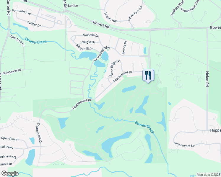 map of restaurants, bars, coffee shops, grocery stores, and more near 3543 Tournament Drive in Elgin