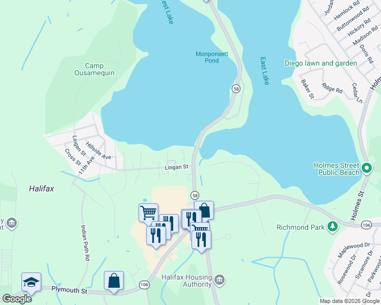 map of restaurants, bars, coffee shops, grocery stores, and more near in Halifax