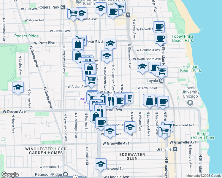 map of restaurants, bars, coffee shops, grocery stores, and more near in Chicago