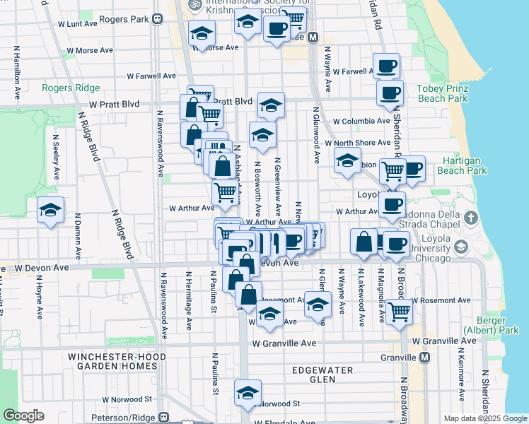 map of restaurants, bars, coffee shops, grocery stores, and more near in Chicago