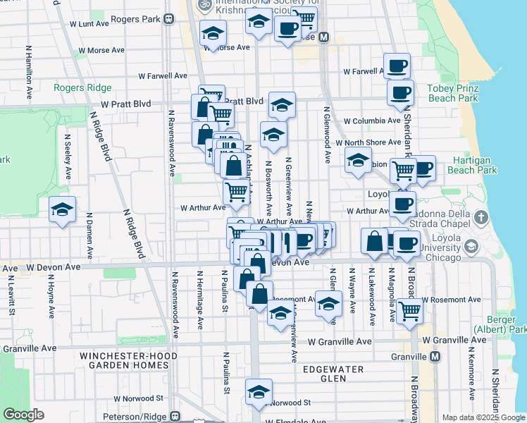 map of restaurants, bars, coffee shops, grocery stores, and more near in Chicago