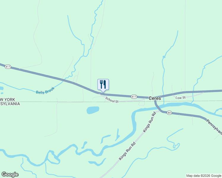 map of restaurants, bars, coffee shops, grocery stores, and more near 9440 New York 417 in Ceres