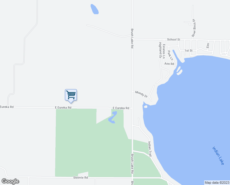 map of restaurants, bars, coffee shops, grocery stores, and more near 6402 Brush Lake Road in Eau Claire