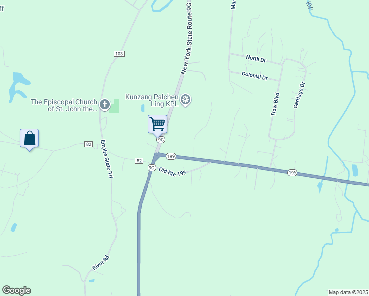map of restaurants, bars, coffee shops, grocery stores, and more near 19 Pinewood Lane in Red Hook