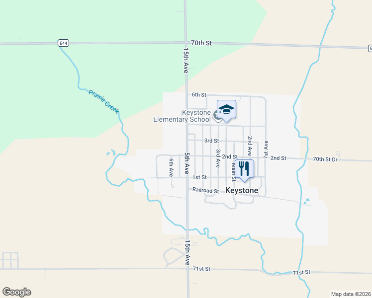 map of restaurants, bars, coffee shops, grocery stores, and more near 407-409 3rd St in Keystone