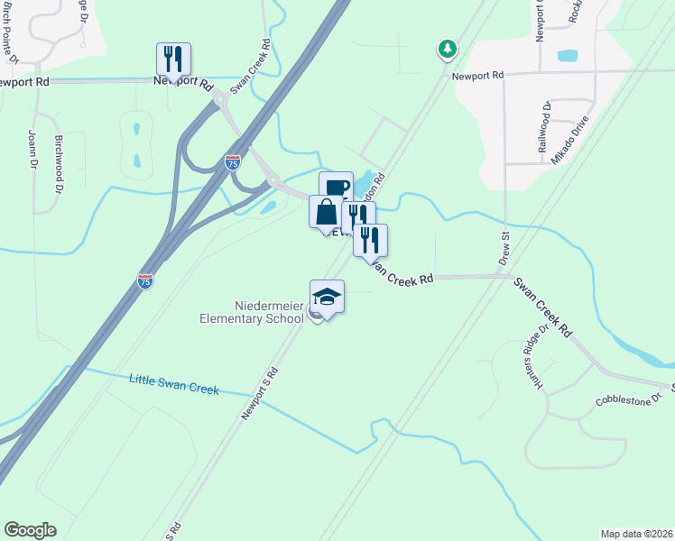 map of restaurants, bars, coffee shops, grocery stores, and more near 3546 Mill Street in Charter Township of Berlin