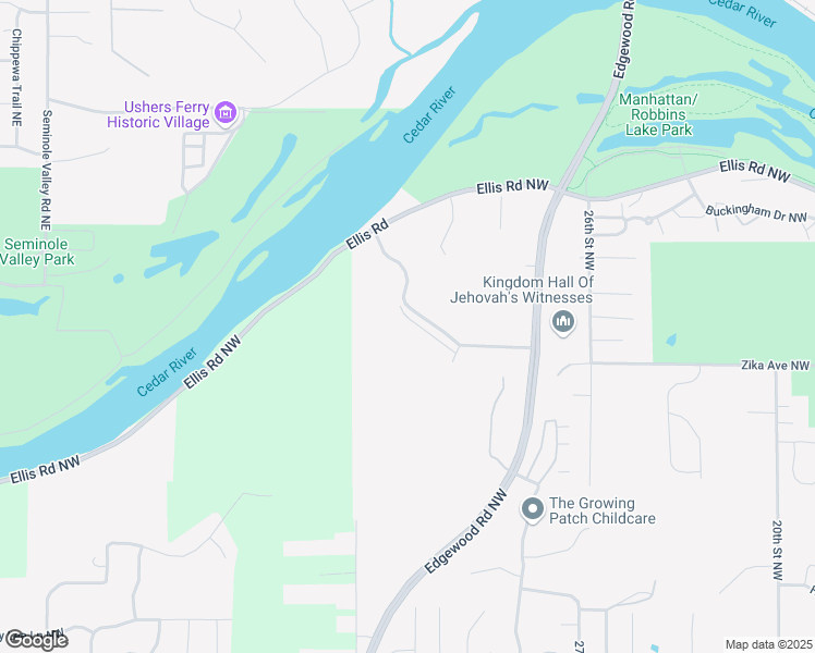 map of restaurants, bars, coffee shops, grocery stores, and more near River Bluffs Drive in Cedar Rapids