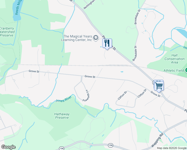 map of restaurants, bars, coffee shops, grocery stores, and more near 71 Grove Street in Kingston