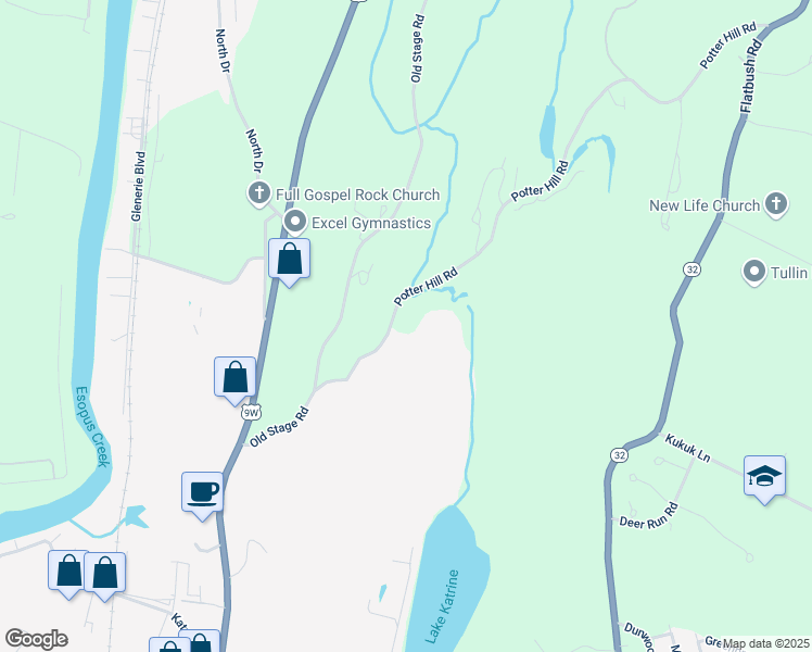 map of restaurants, bars, coffee shops, grocery stores, and more near 78 Potter Hill Road in Ulster County