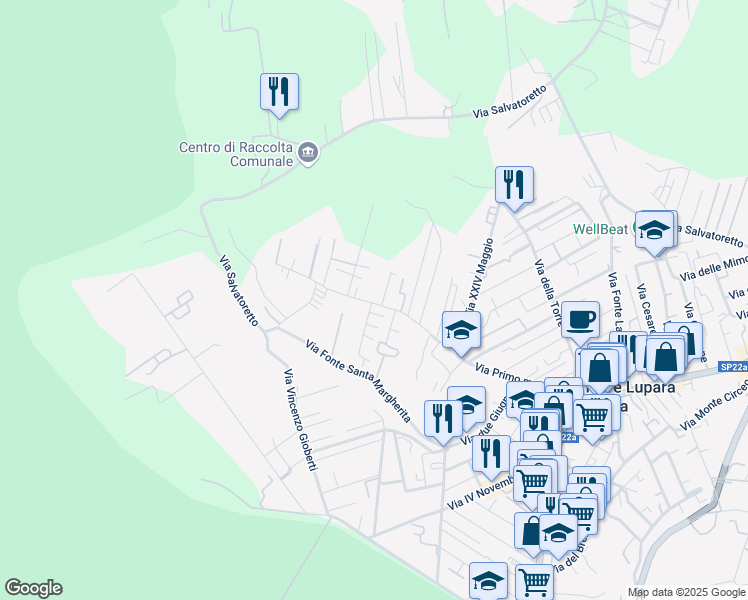 map of restaurants, bars, coffee shops, grocery stores, and more near 152 Via Primo maggio in Tor Lupara