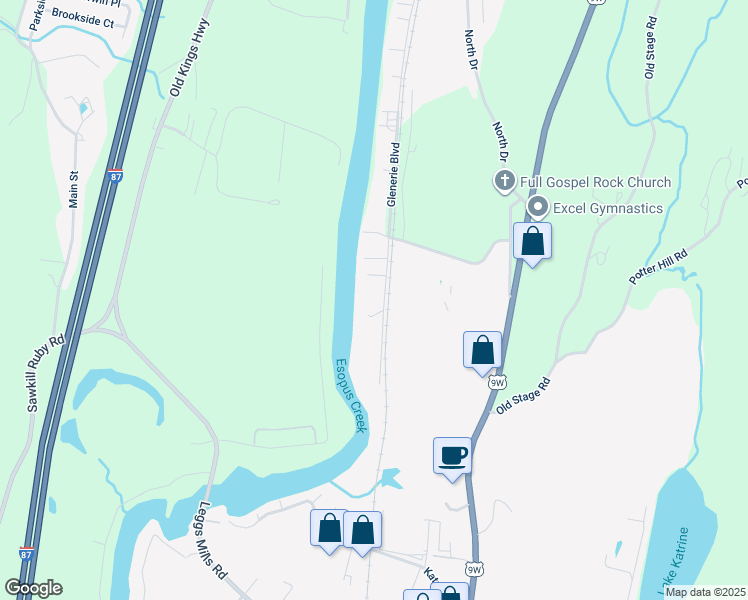 map of restaurants, bars, coffee shops, grocery stores, and more near 422 Glenerie Boulevard in Saugerties