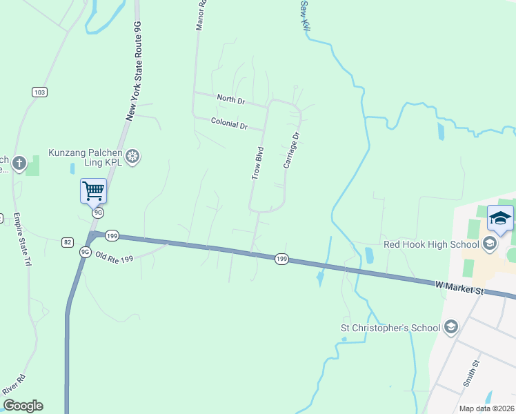 map of restaurants, bars, coffee shops, grocery stores, and more near 1 Trow Blvd in Red Hook