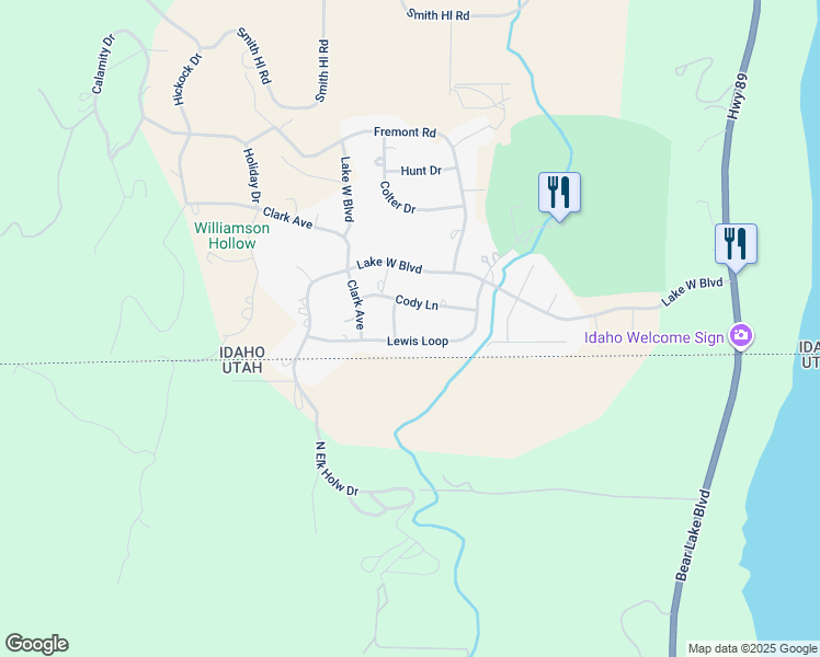 map of restaurants, bars, coffee shops, grocery stores, and more near 202 Lewis Loop in Fish Haven