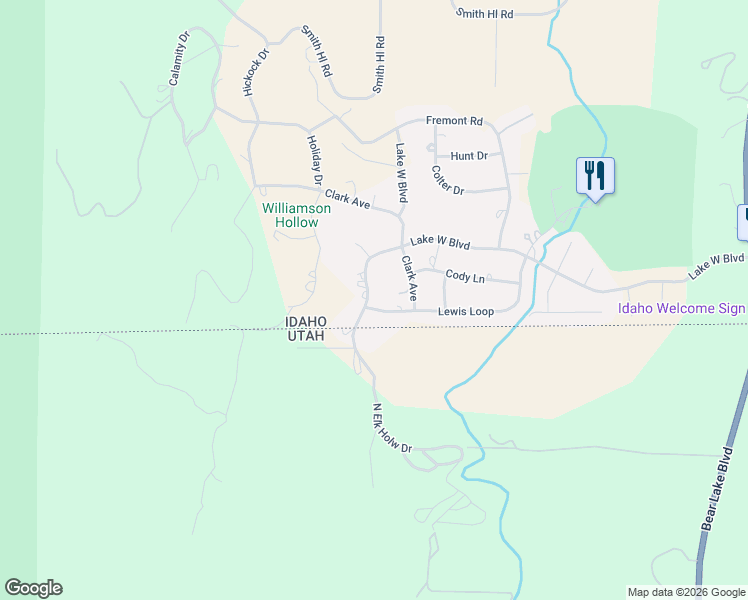 map of restaurants, bars, coffee shops, grocery stores, and more near 10 Lewis Loop in Fish Haven