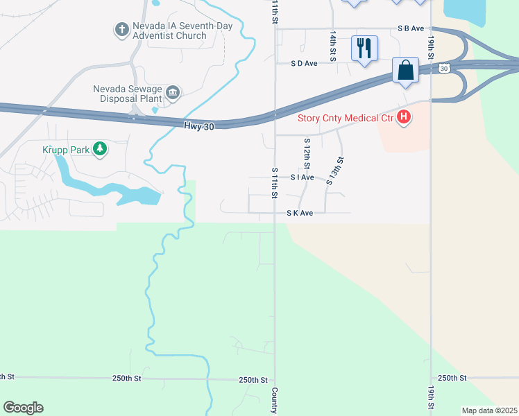 map of restaurants, bars, coffee shops, grocery stores, and more near 1031 Shagbark Drive in Nevada