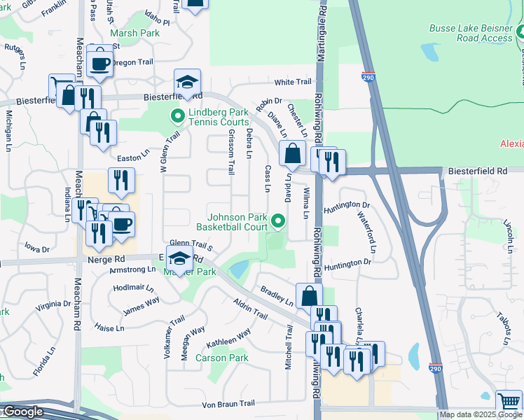 map of restaurants, bars, coffee shops, grocery stores, and more near 944 Cass Lane in Elk Grove Village