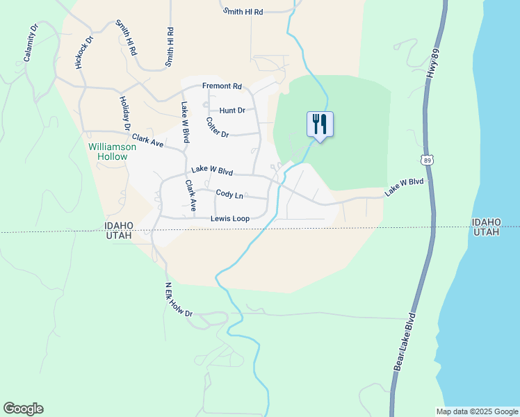 map of restaurants, bars, coffee shops, grocery stores, and more near 328 Lewis Loop in Fish Haven