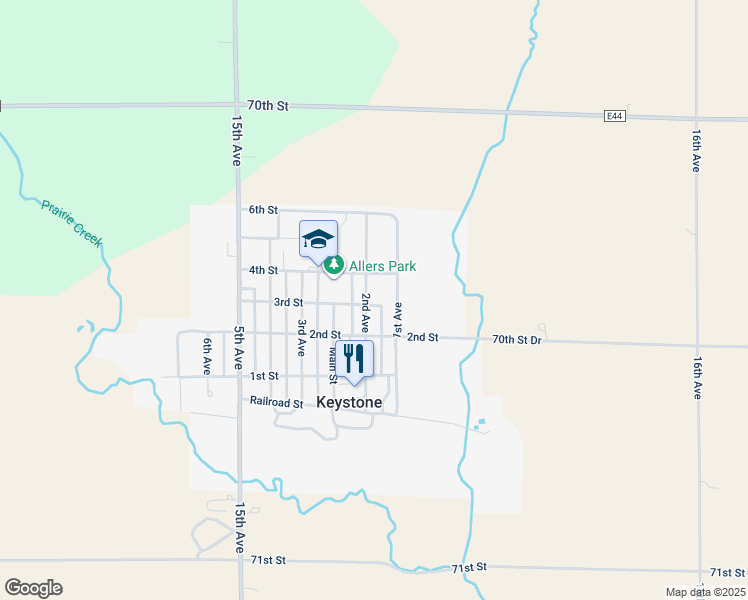 map of restaurants, bars, coffee shops, grocery stores, and more near 108 3rd Street in Keystone