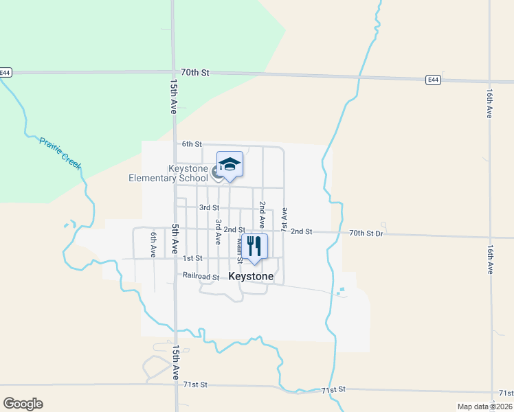 map of restaurants, bars, coffee shops, grocery stores, and more near 202 3rd St in Keystone