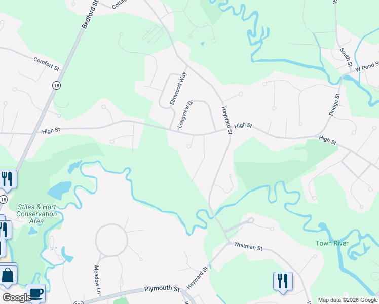 map of restaurants, bars, coffee shops, grocery stores, and more near 5 Karli Lane in Bridgewater