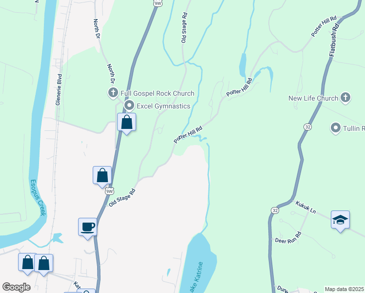 map of restaurants, bars, coffee shops, grocery stores, and more near 78 Potter Hill Road in Saugerties