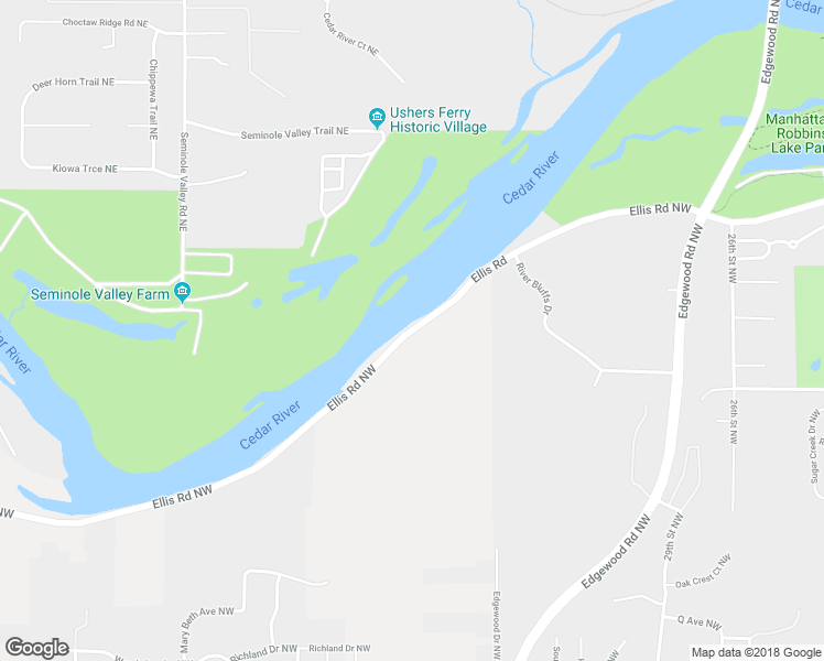 map of restaurants, bars, coffee shops, grocery stores, and more near 5576 Ellis Road Northwest in Cedar Rapids