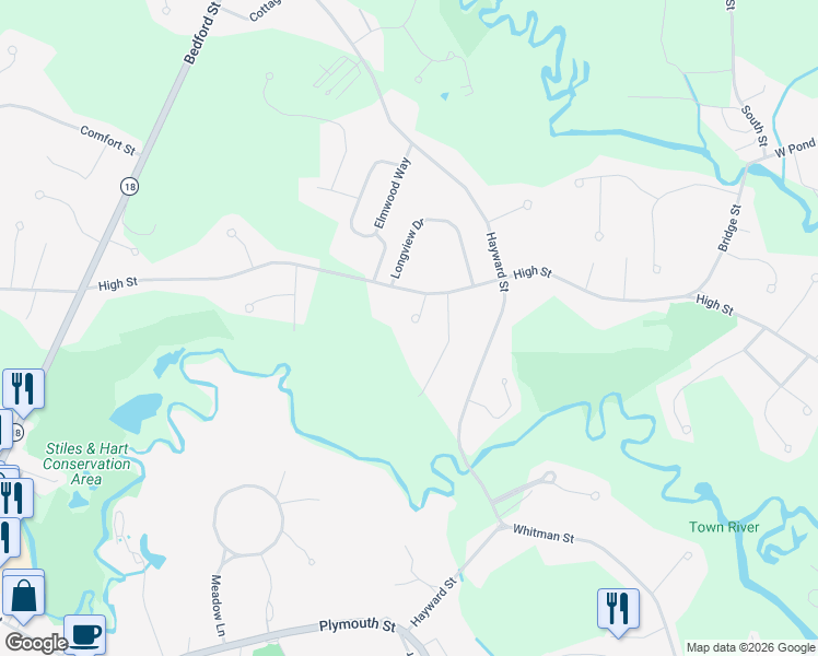 map of restaurants, bars, coffee shops, grocery stores, and more near 5 Karli Lane in Bridgewater