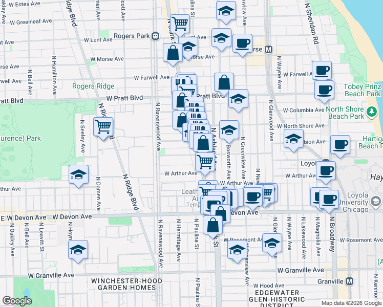 map of restaurants, bars, coffee shops, grocery stores, and more near in Chicago