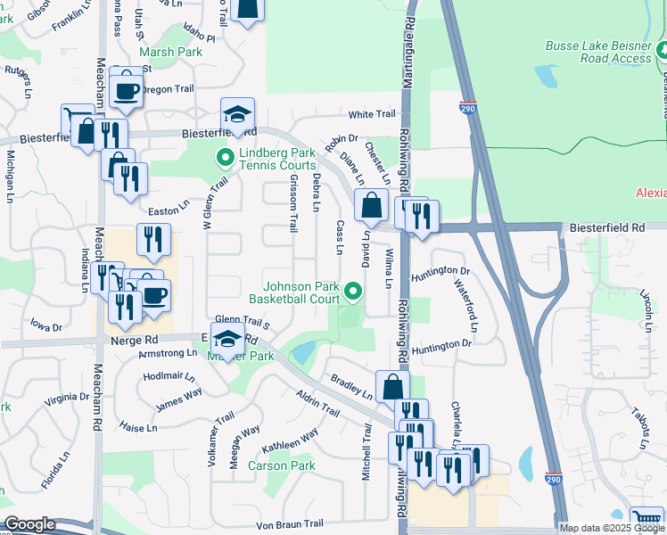 map of restaurants, bars, coffee shops, grocery stores, and more near 944 Cass Lane in Elk Grove Village