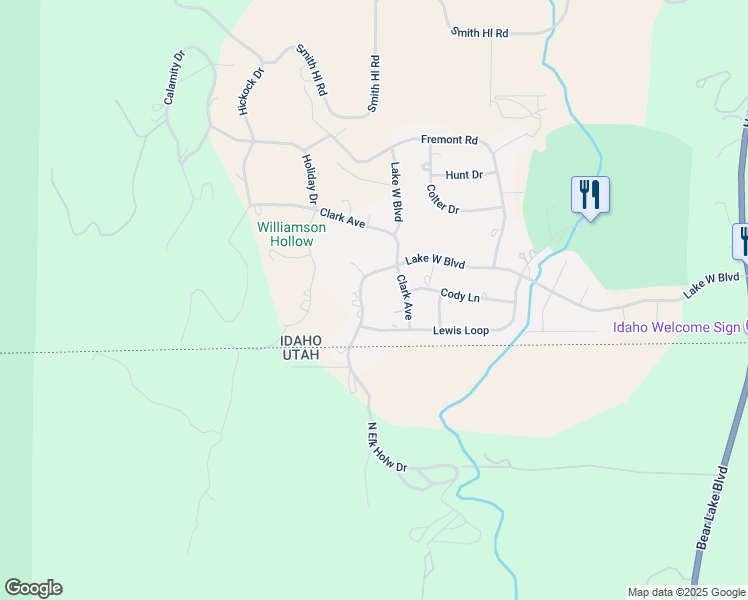map of restaurants, bars, coffee shops, grocery stores, and more near 745 Lakewest Boulevard in Bear Lake