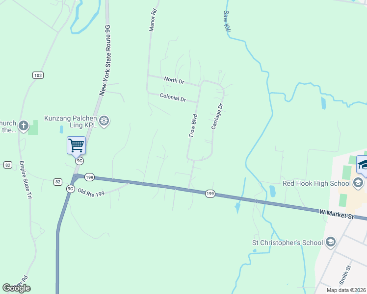 map of restaurants, bars, coffee shops, grocery stores, and more near 1 Trow Boulevard in Red Hook